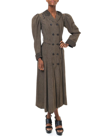 1890's Grey Vintage Heavy Fabric Dress or Duster