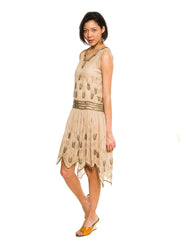 1920s Beaded Silk Flapper Dress