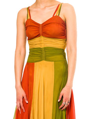 1930/1940s Chiffon Tri-Colour Gown