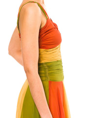 1930/1940s Chiffon Tri-Colour Gown