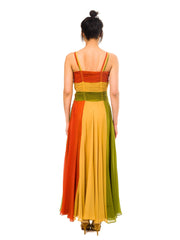 1930/1940s Chiffon Tri-Colour Gown