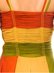 1930/1940s Chiffon Tri-Colour Gown