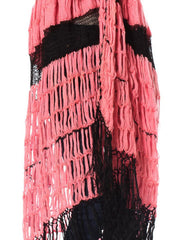 1920’s Jazzy Vintage Pink and Black Long Knit Fringe Vest