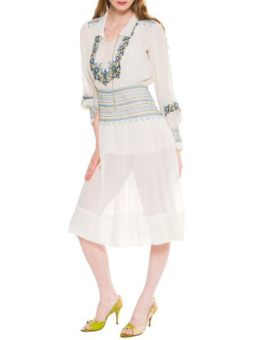 1920s Hand Embroidered Homespun Dress