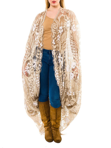 1920s Hand Made Filét Lace Wrap