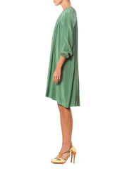 1920’s Liberty & Co. Green Silk Embroidered Peasant Dress