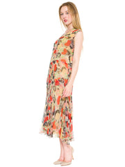 1920s Art Deco Floral Silk Chiffon Dress