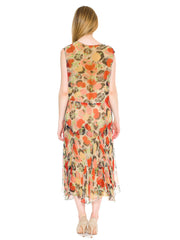 1920s Art Deco Floral Silk Chiffon Dress