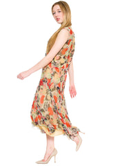 1920s Art Deco Floral Silk Chiffon Dress
