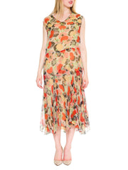 1920s Art Deco Floral Silk Chiffon Dress