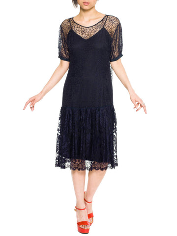 1920s Art Deco Spiderweb Lace Dress