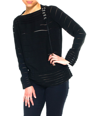 1920s Sheer Striped Blouse