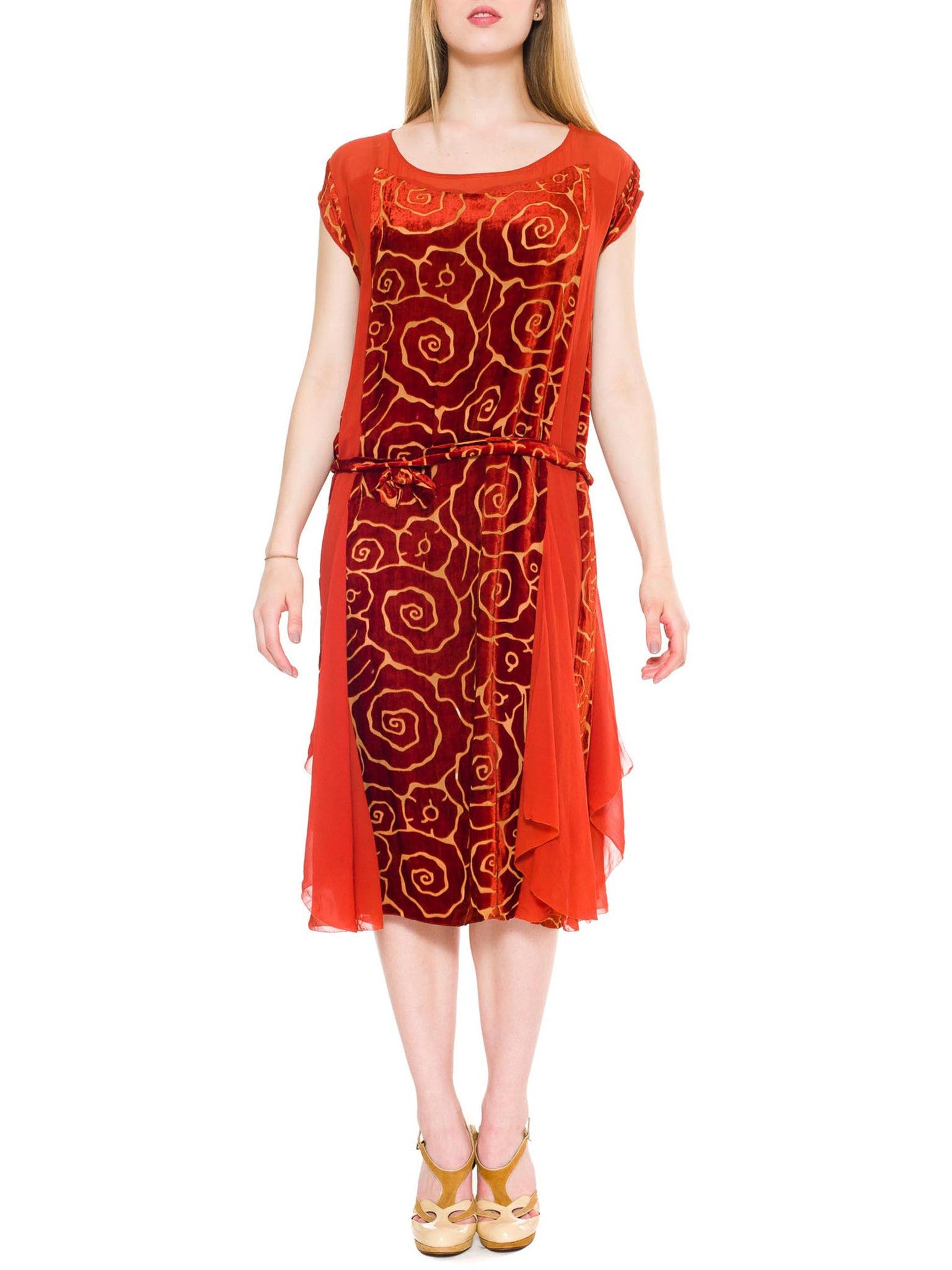 1920s Silk Velvet Devoré Dress