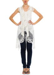 1900s Vintage White Lace Kaftan
