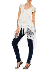 1900s Vintage White Lace Kaftan